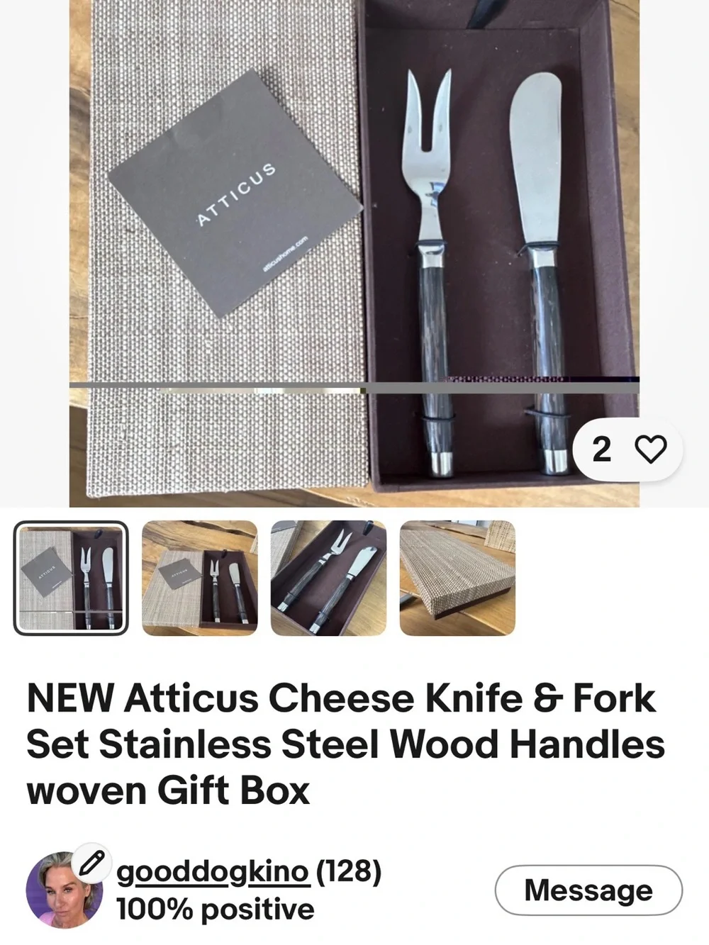 Atticus Cheese Knife and Fork Set - Dark Wood and stainless Handles